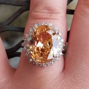 Beautiful 925 silver oval cut morganite ring